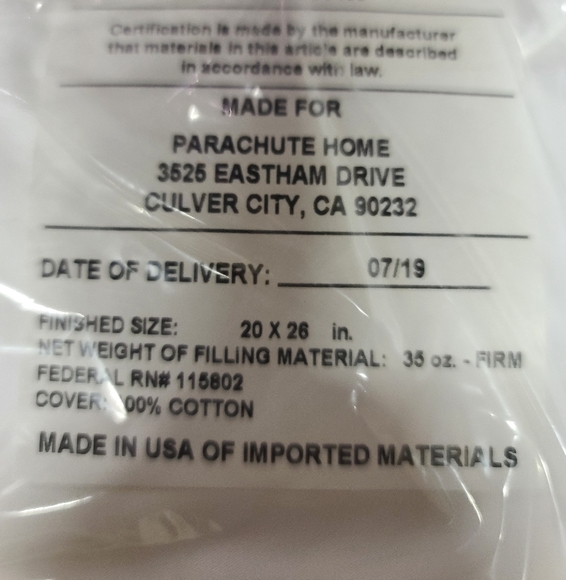 Parachute Down Alternative Pillow Firm - Picture 2 of 2